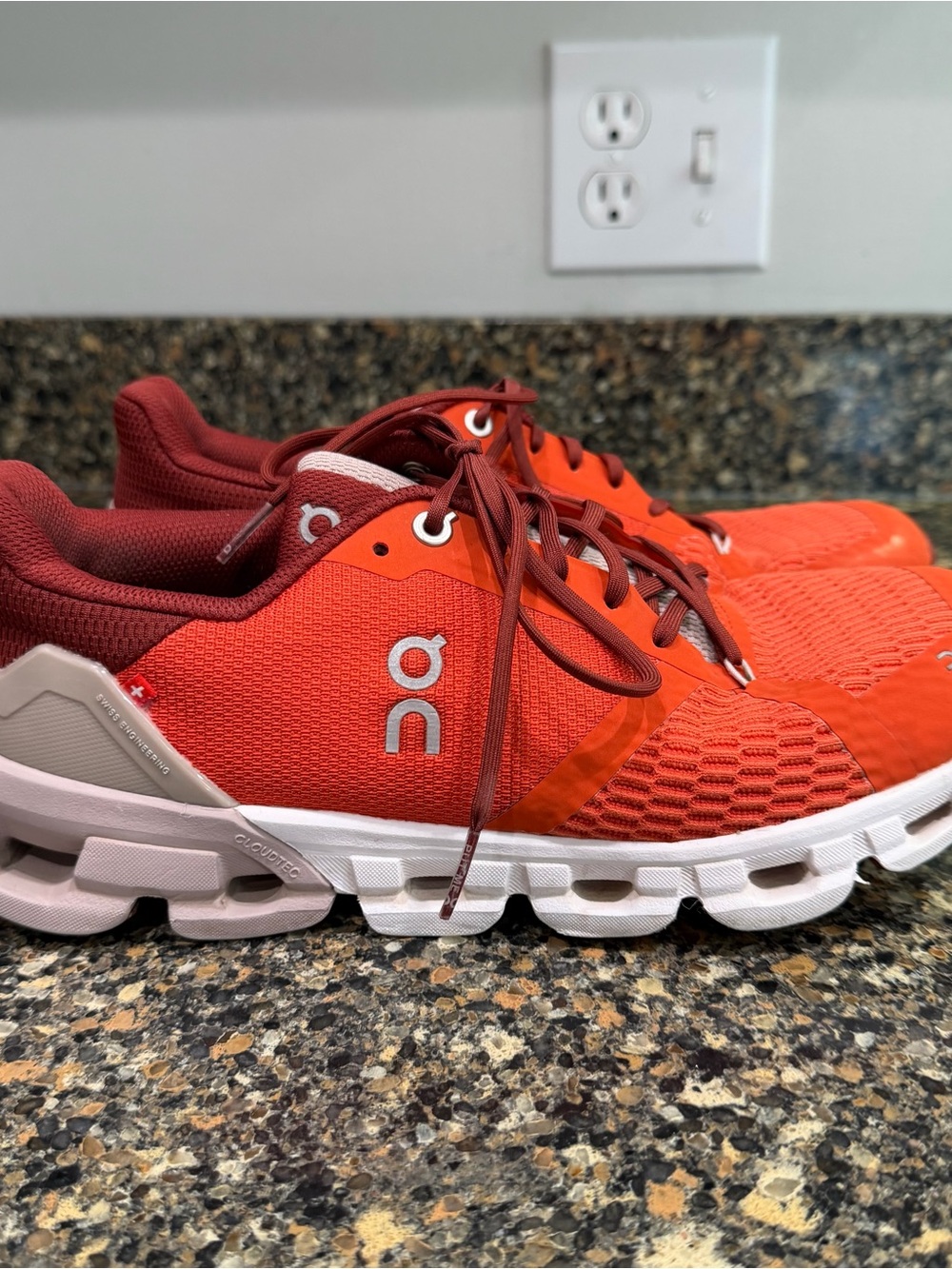 On Running ladies  Orange and Maroon Cloud-Style Sneakers 8.5